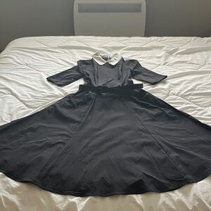 Collectif Vintage Black Dress with White Collar